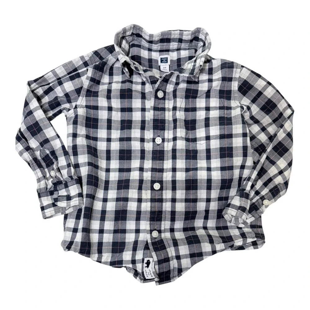 Carter's Janie and Jack Shirts Kids 2T Plaid Flannel Gingham Mint Bundle‎ 4pc